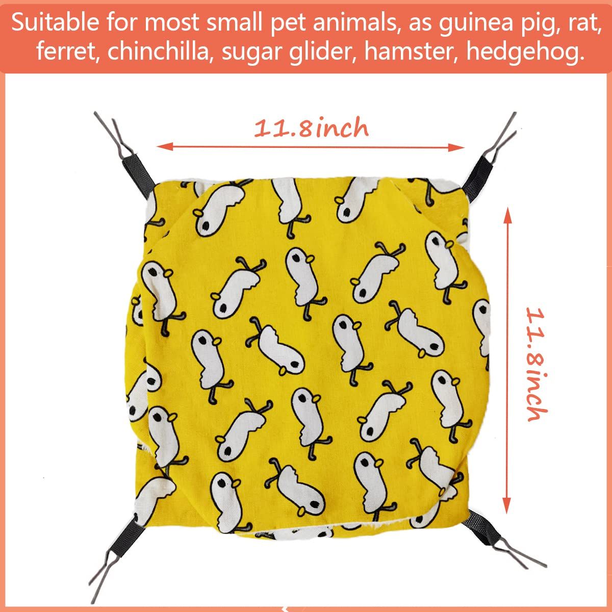 3 Tier Rat Pet Hammocks for Cage,13.7 × 13.7 Inches,Rat beds Hammock Hanging Bunkbed for Small Animals,Kitten,Rat,Parrot(Yellow) — image 5