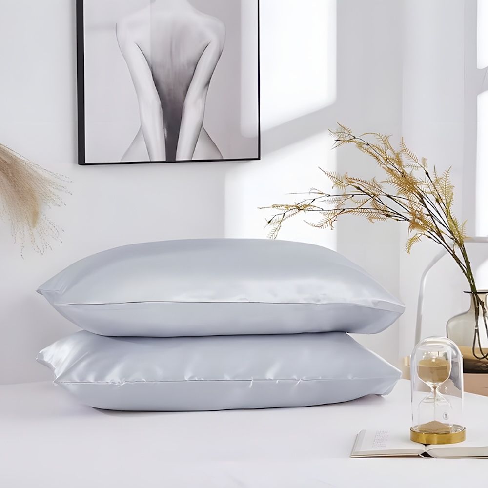 Satin pillowcase 2-pack light gray, 50 × 66cm — image 3