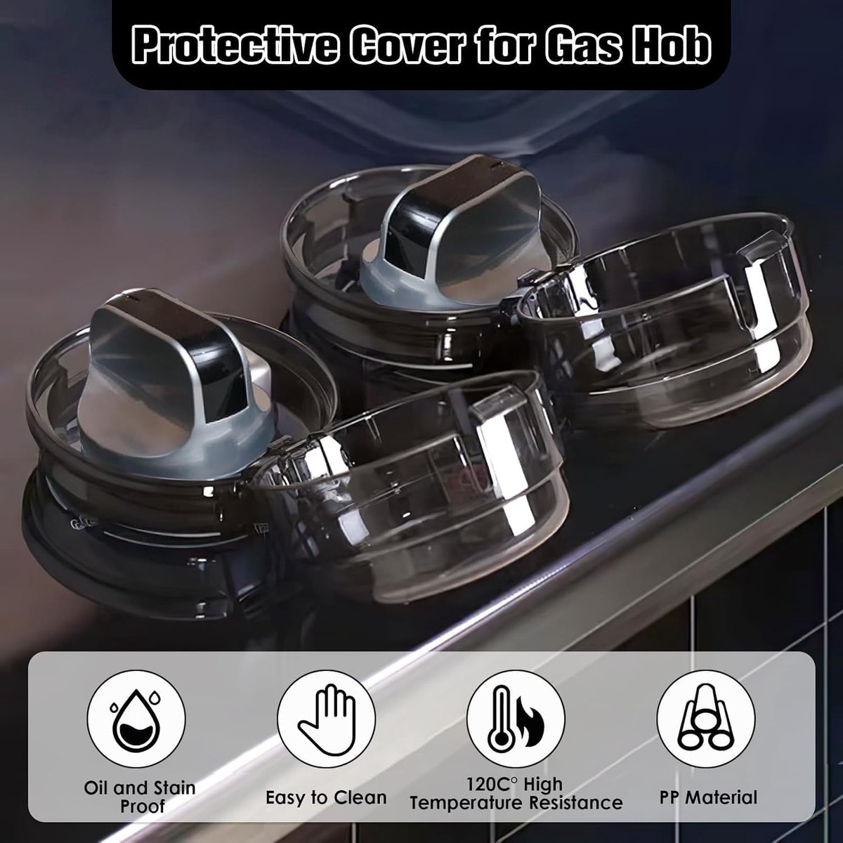 Gas Stove Knob Protective Cover - 8 Pieces - Universal - Plastic Knob Cover - Suitable for Gas Stove, Gas/Electric Stove, Electric Oven, Induction Stove, Gas — image 5