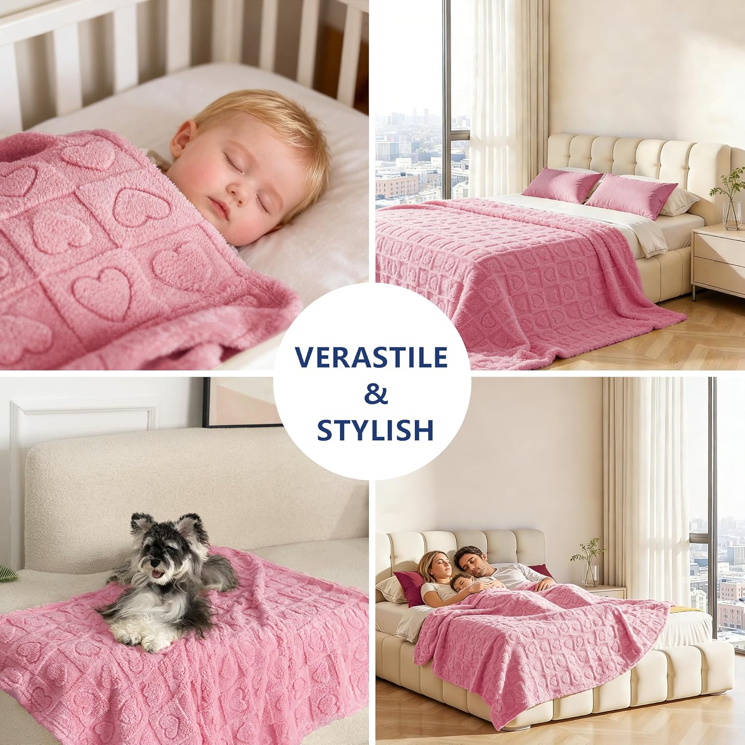 Pet Blanket for Dogs Cats, Ultra Soft Fuzzy Fleece 300GSM, Washable Small Dog Blanket, Premium Plush Puppy Bed Cover Couch, Calming Cat Crate Mat (Pink, 25 × — image 4