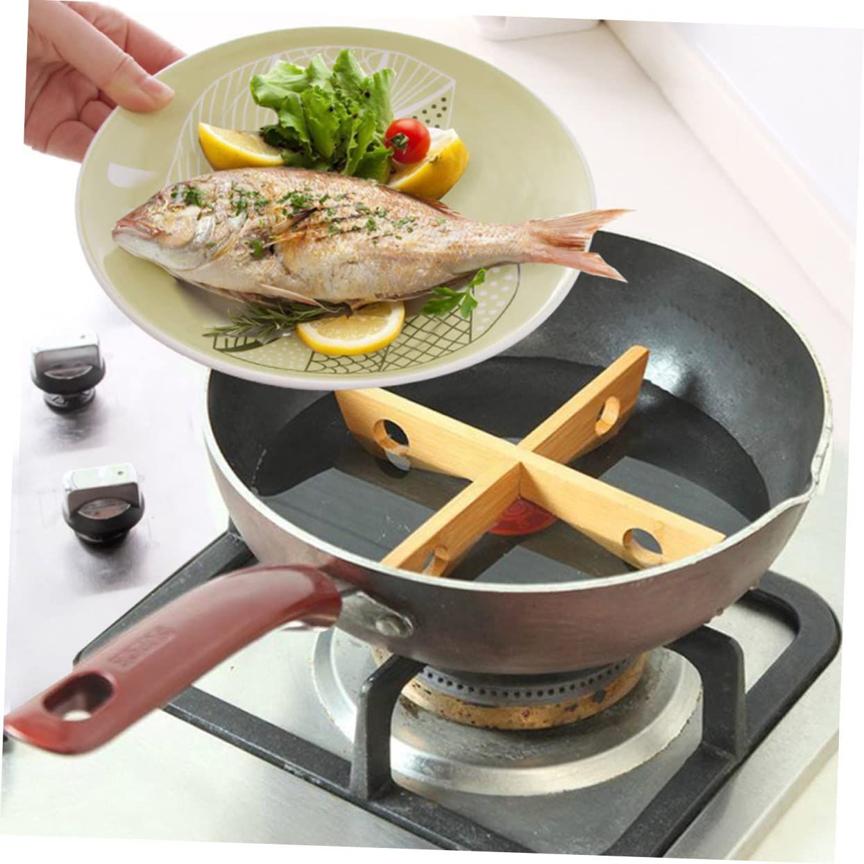 Desk Tripod Casserole Insulation Table Tripod Hot Dishes Bamboo Trivets Insulation Pad Tripod Stand Tabletop Tripod Bamboo Steamer โ image 2