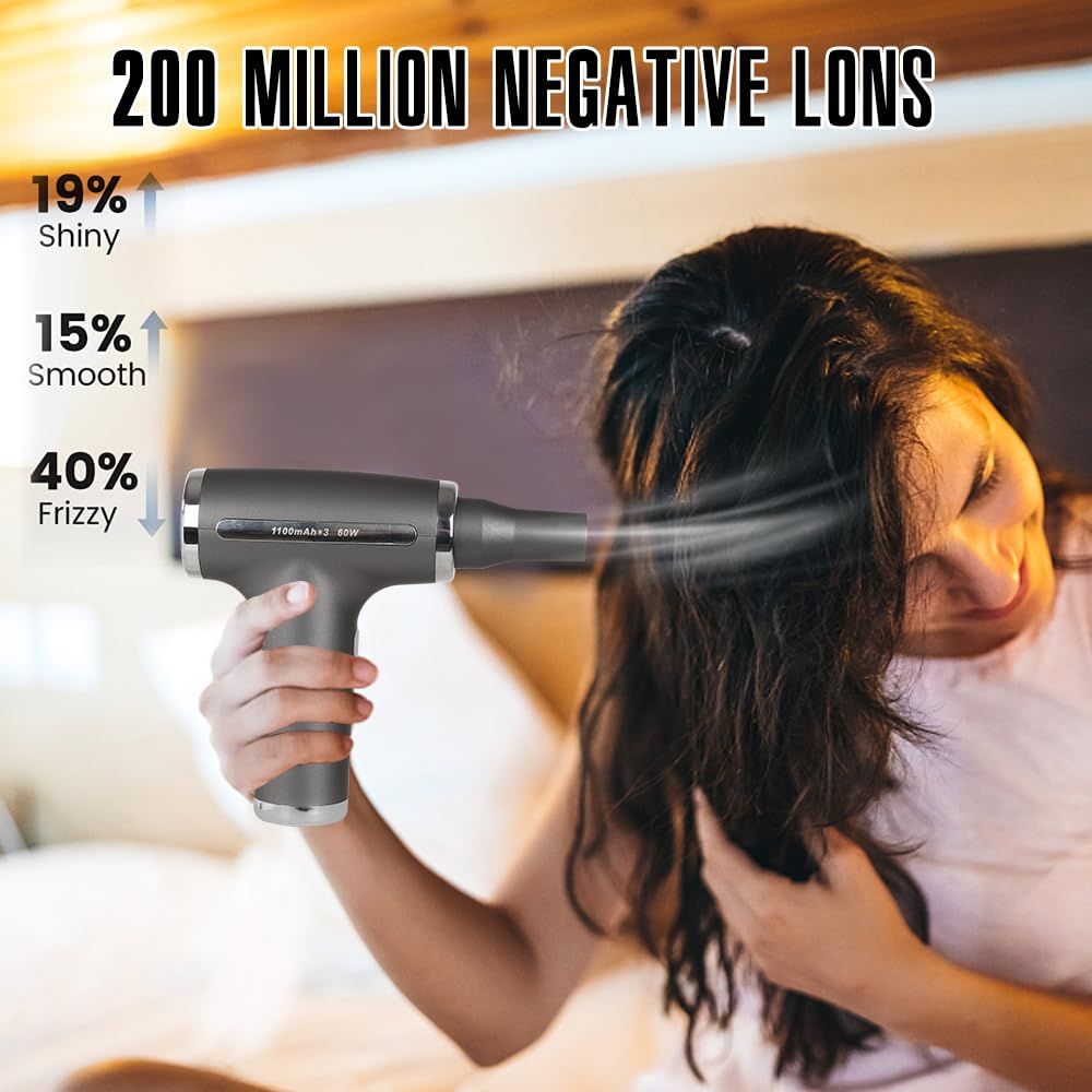 Turbine Engine Fan, Portable Rechargeable Wireless Blow Dryer, USB Rechargeable Hair Dryer, 4 Levels Wind Speed Adjustment — image 4