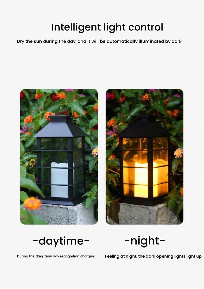 Waterproof outdoor solar lamp with candle flame effect, energy saving, warm white LED for patio, garden, lawn, terrace, tent, tree and garden - 2-pack — image 4