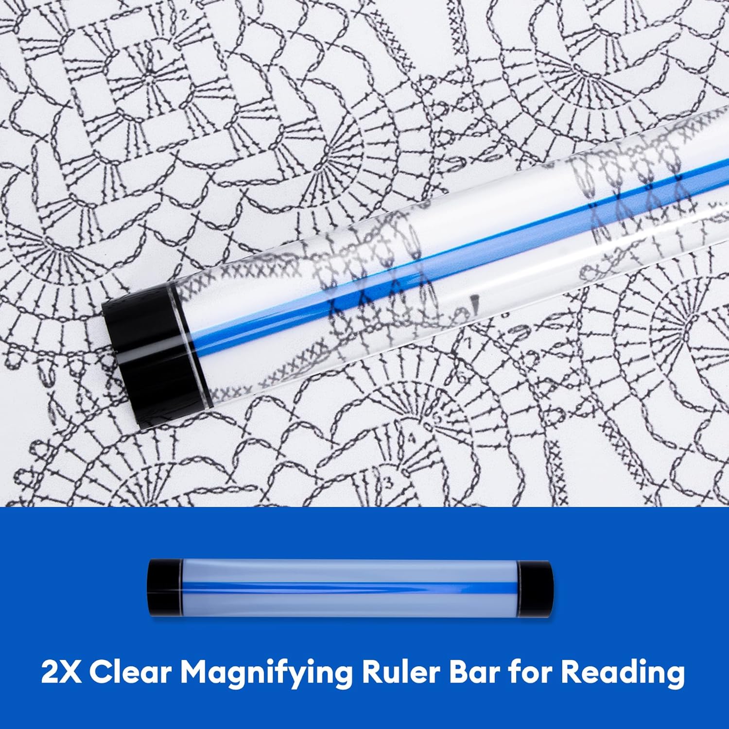Knitting Pattern Holder with 6 Color Replacement Magnets 1 Magnifying Ruler,Cross Stitch Supplies and Accessories for Crafts Work, 12" L x 8.4" W — image 6