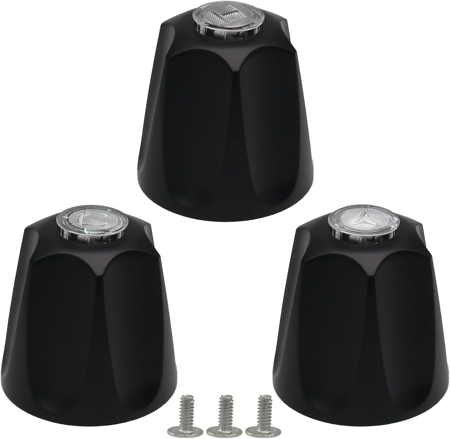Biaungdo Black Shower Knob Replacement Set of 3, Bathtub Faucet Handles Include Hot and Cold/Diverter Shower Knob for Remodeling Trim