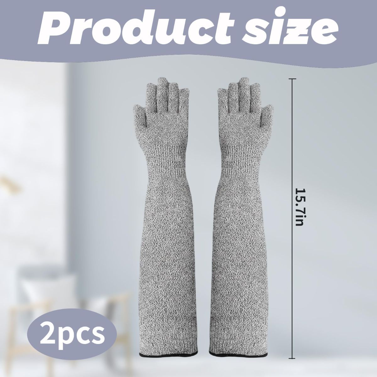 Cat Grooming Gloves Pet Handling Gloves Anti-Scratch Gloves Cat Nail Trimming - Red - Size 15.7in โ image 2