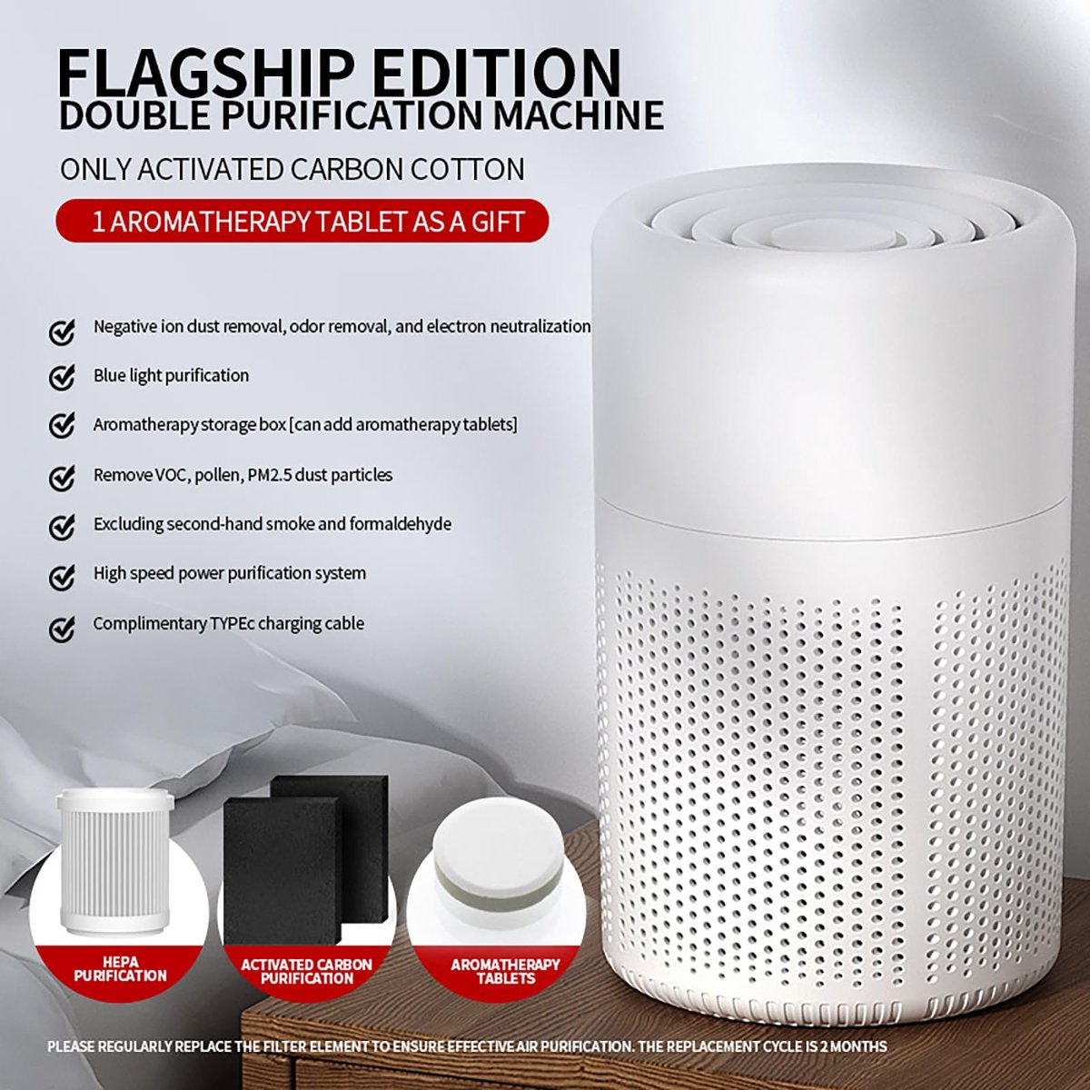 Air purifier - Home air purifier - With filter - Ultra quiet 37 dB - Portable air purifier - Eliminates pet dander, dust, mold, pollen, odors and smoke โ image 5