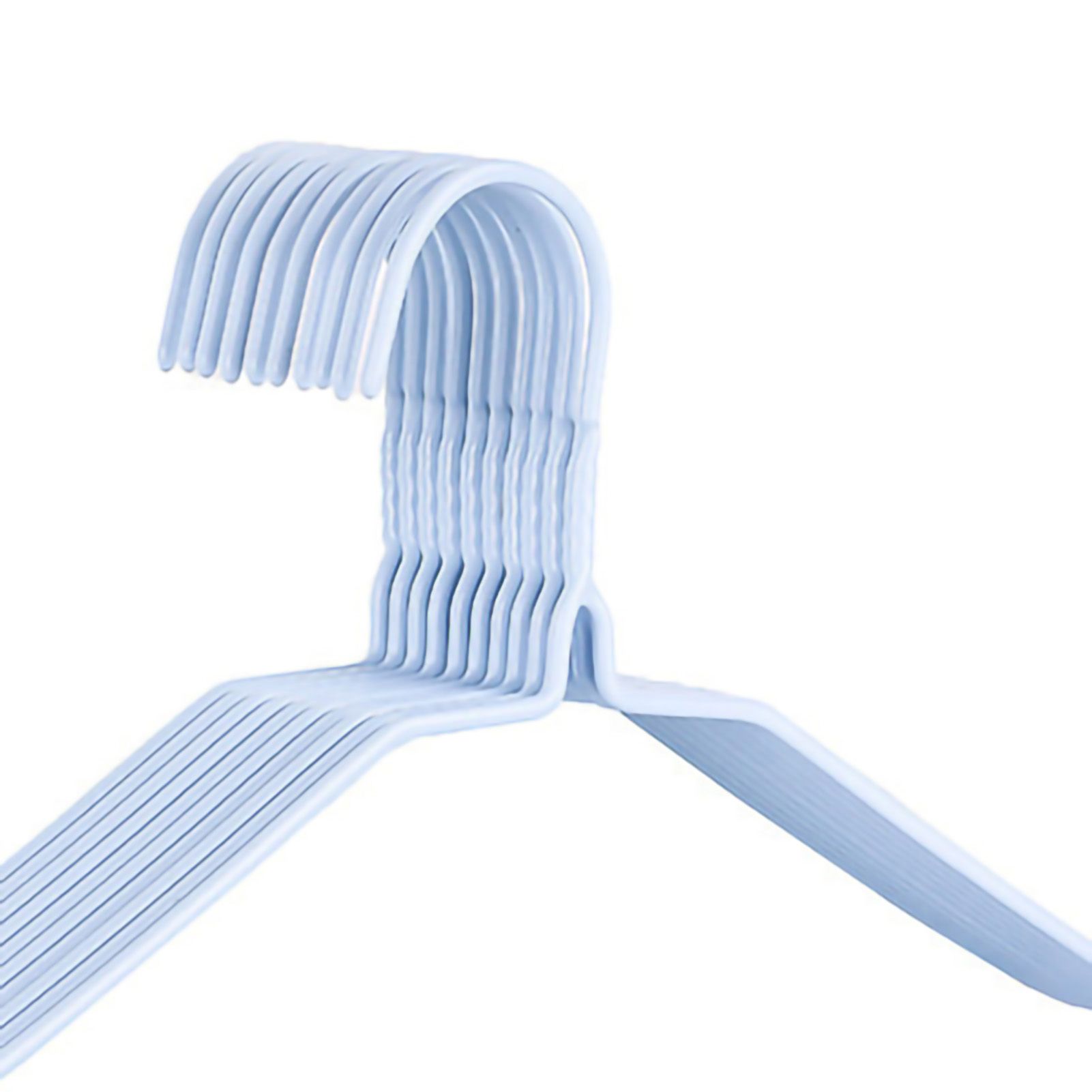 10Pcs Seamless Clothes Hanger Wet Dry Use Anti Deformation Anti Slip Colored Clothes Hangers for Home Dorm Nordic Blue 38cm — image 5