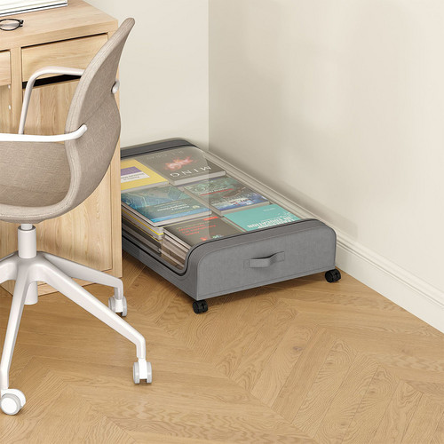 Gray Square Under-Bed Storage Rack with Wheels Sturdy Easy to Move for Bedroom AU — image 2