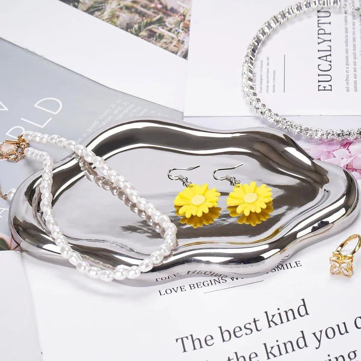 2PCS Luxury Ceramic Jewelry Display Tray Organizer Plate Storage Large Decor — image 5