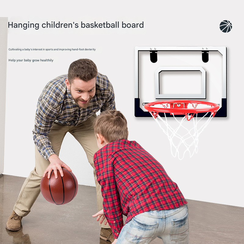 Indoor mini basketball hoop with one 14cm ball Folds flat for door mounting Spring-loaded action with detachable basket Transparent backboard Fun for โ image 2