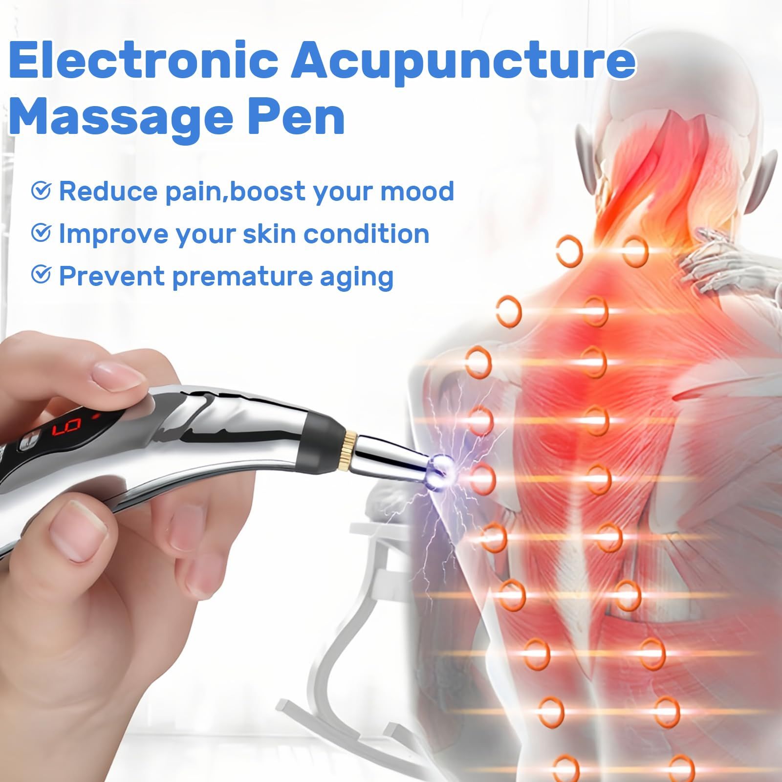 Acupuncture Pen, 5-in-1 Electronic Acupuncture Pen Pain Relief Therapy Rechargeable Powerful Meridian Energy Massage โ image 2