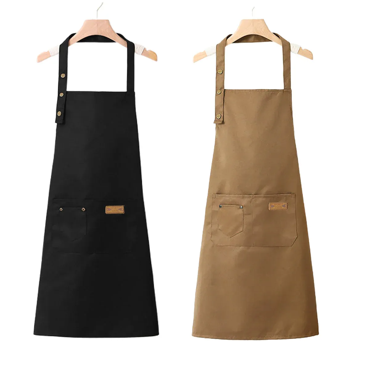 Adjustable Work Apron Neck Strap Waist Tie Kitchen Cooking Bib Apron Men Women - Black — image 3