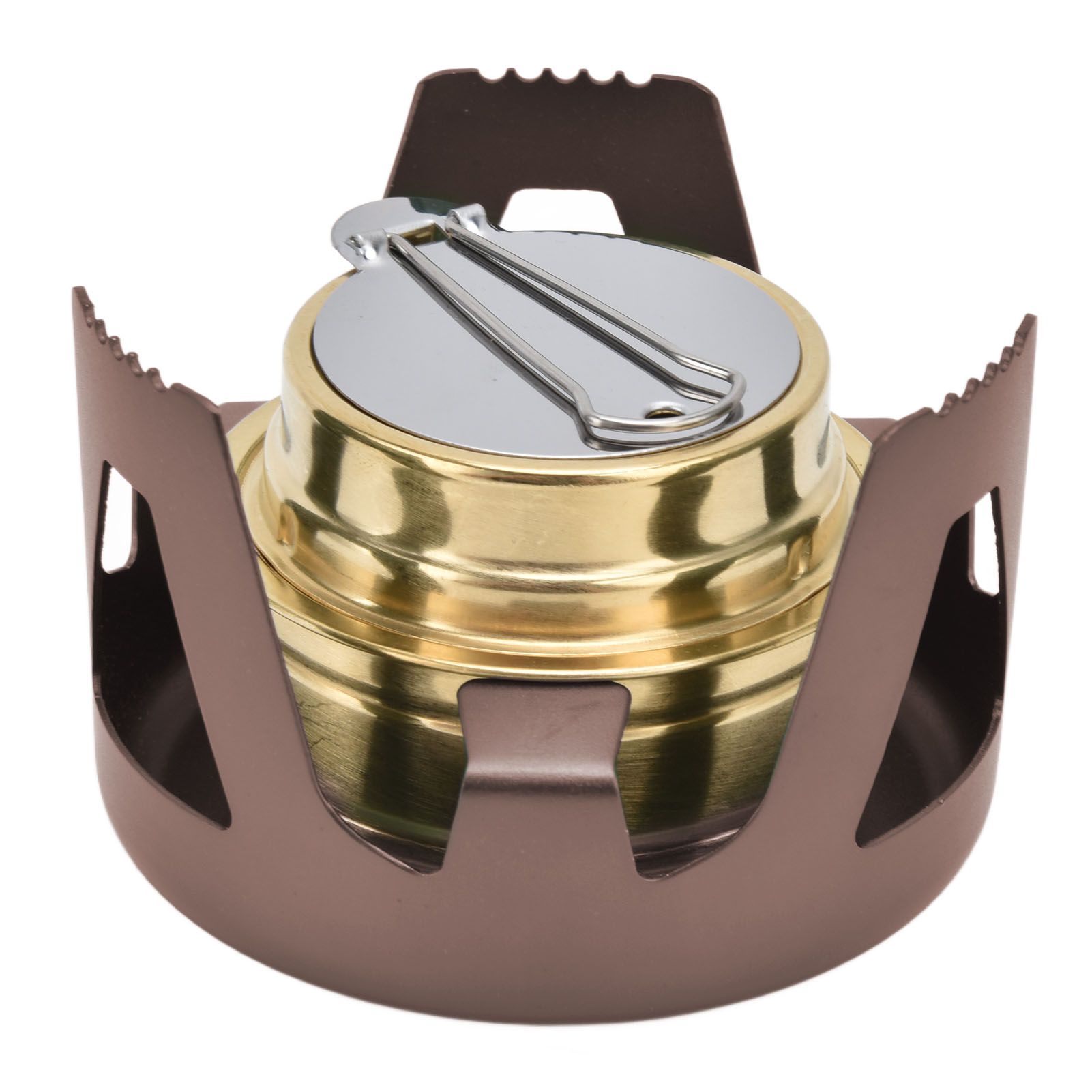 Camping Stove Windproof Vaporizable Portable Liquid Spirit Stove with Stand for Outdoor CampingBrown — image 3