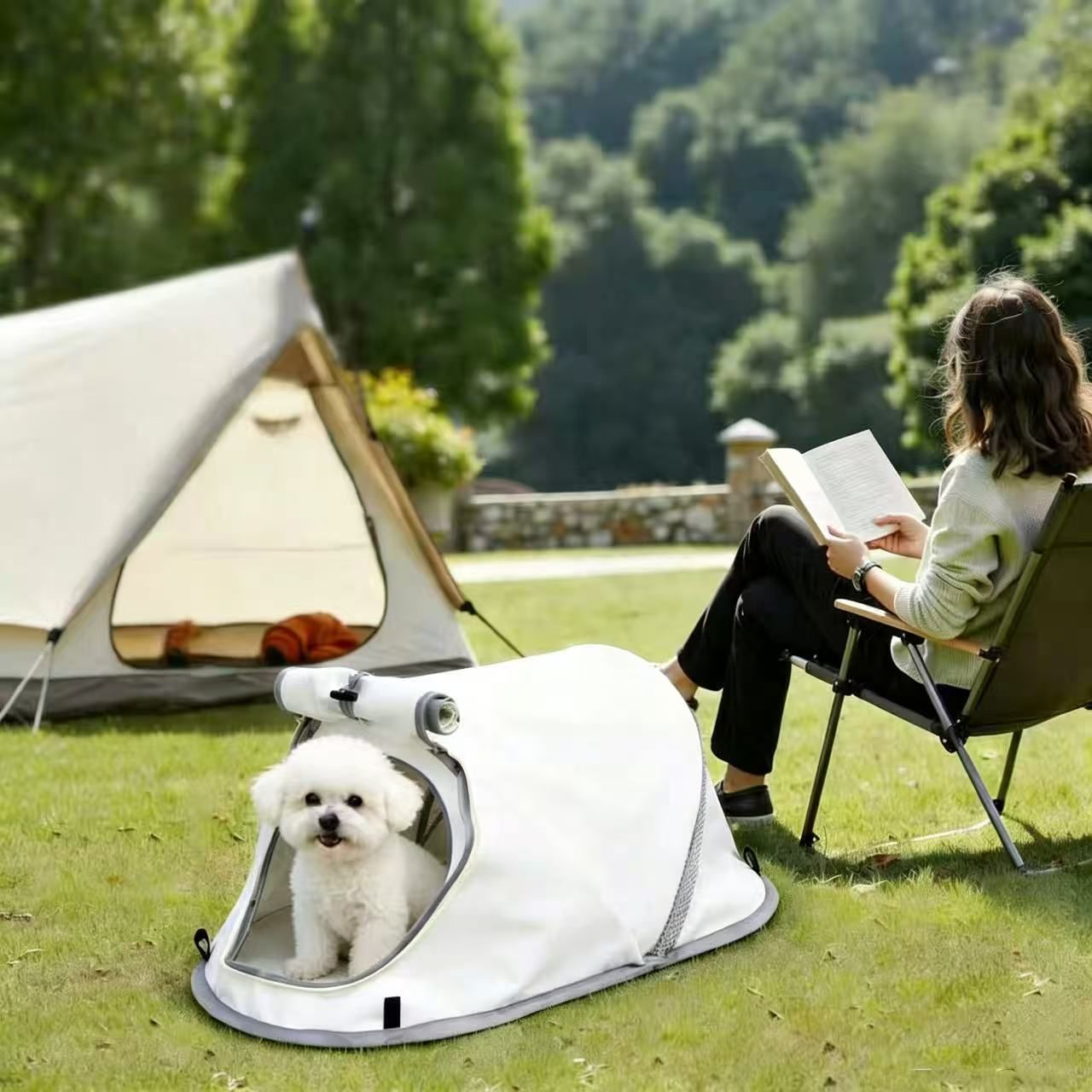 Pet Tent House for Cats & Dogs 68 × 35 × 30cm Dark Grey,Lightweight Portable Pet Shelter,Sun‑proof Indoor Outdoor Bed for Camping Picnic Lawn Trip,Ideal for — image 4
