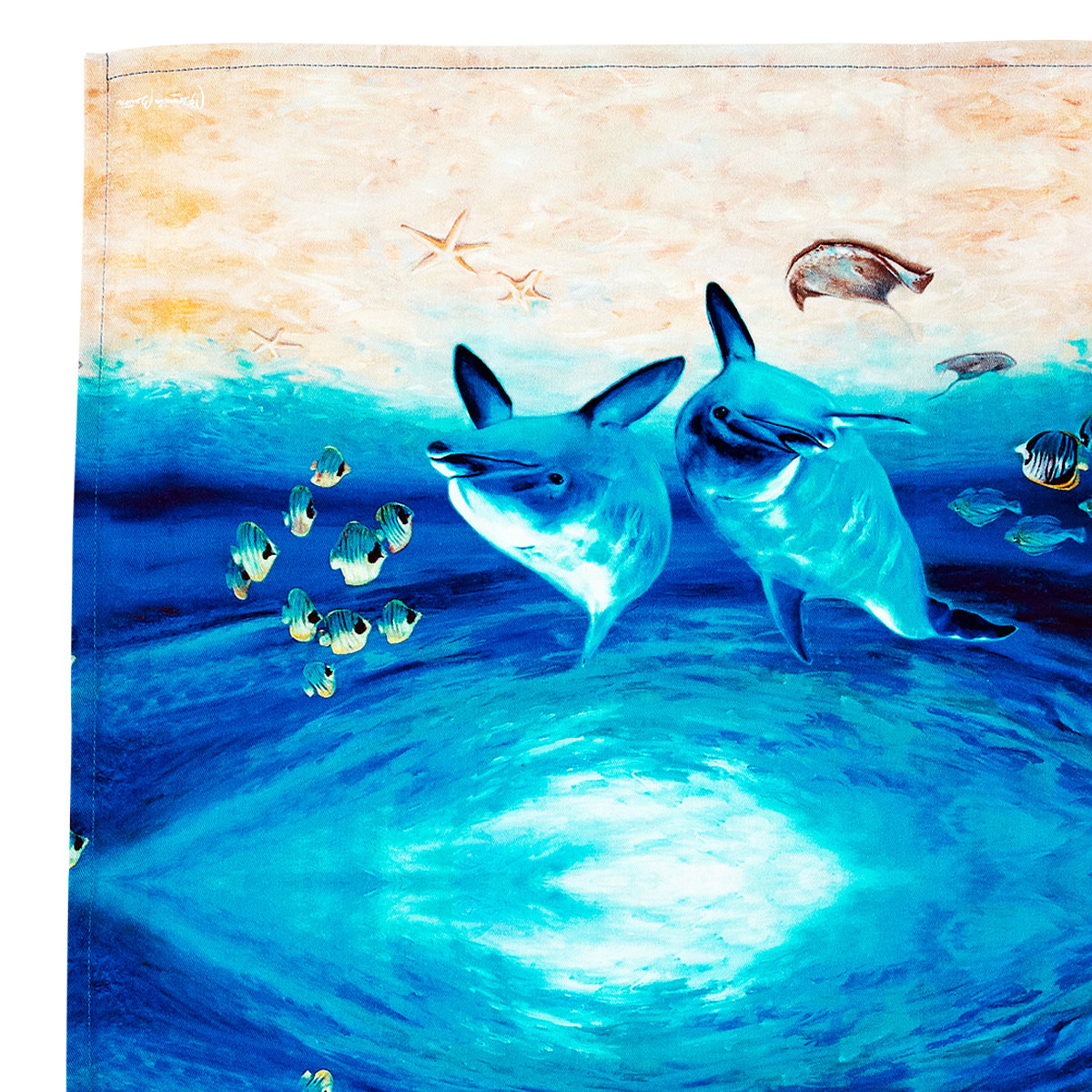 Ashdene Set of 2 Playful Dolphins Cotton Kitchen Tea Towels 50 x 70 cm Underwater Buddies — image 2