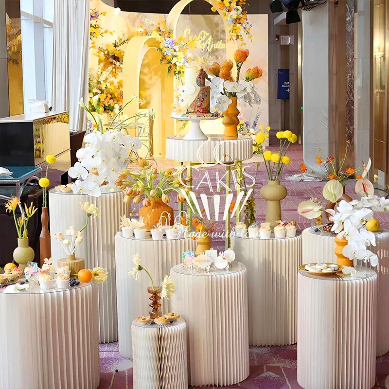 5 Hard Carboard Display Stand Round Plinth Cylinder Pedestal Wedding Flower — image 5
