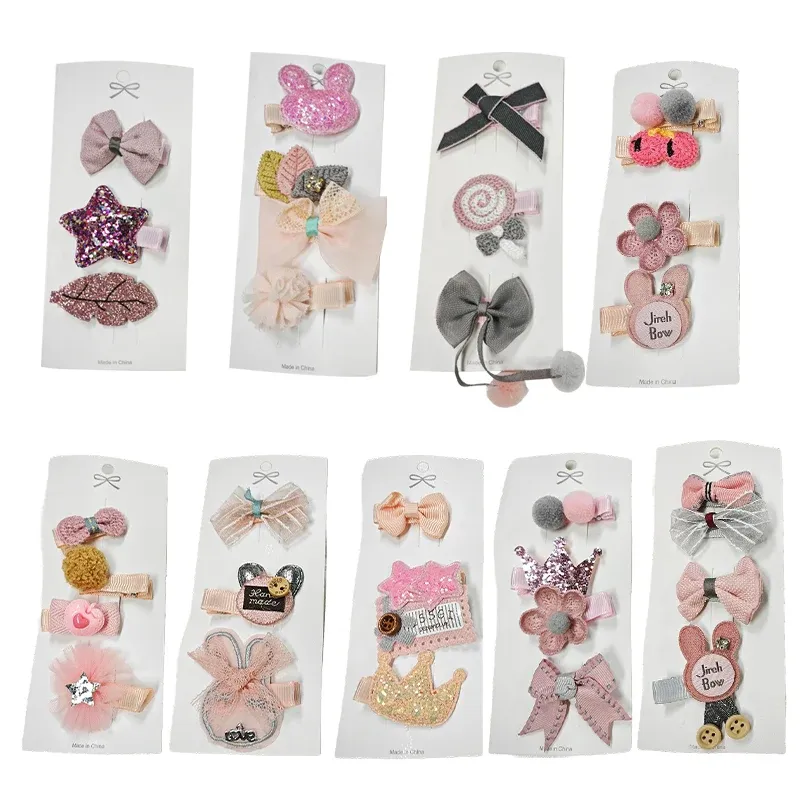 3/4PCS Christmas Hair Clips Set Bow Flower Hairpin Hairgrip Cute Girls Barrettes - Three leaves Set — image 3