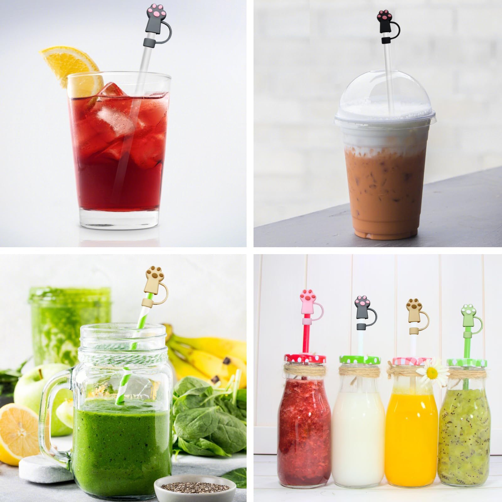 6 PCS Cute Straw Cover Toppers for 10 mm Straw, Silicone Straw Tips Lid Compatible, Stoppers Protector Reusable Drinking — image 5