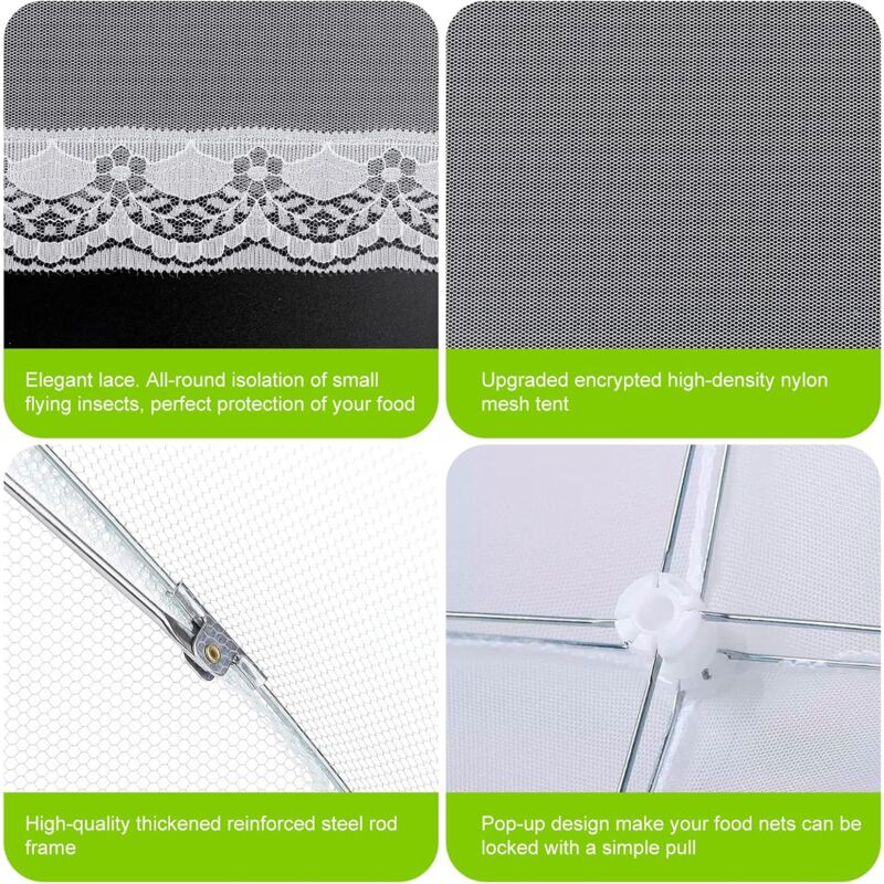 6 pcs Foldable Food Cover Anti-Fly Mesh Food Cover Tent Umbrella Anti-Insect Protection For Bbq Picnic Food,1 Large — image 4