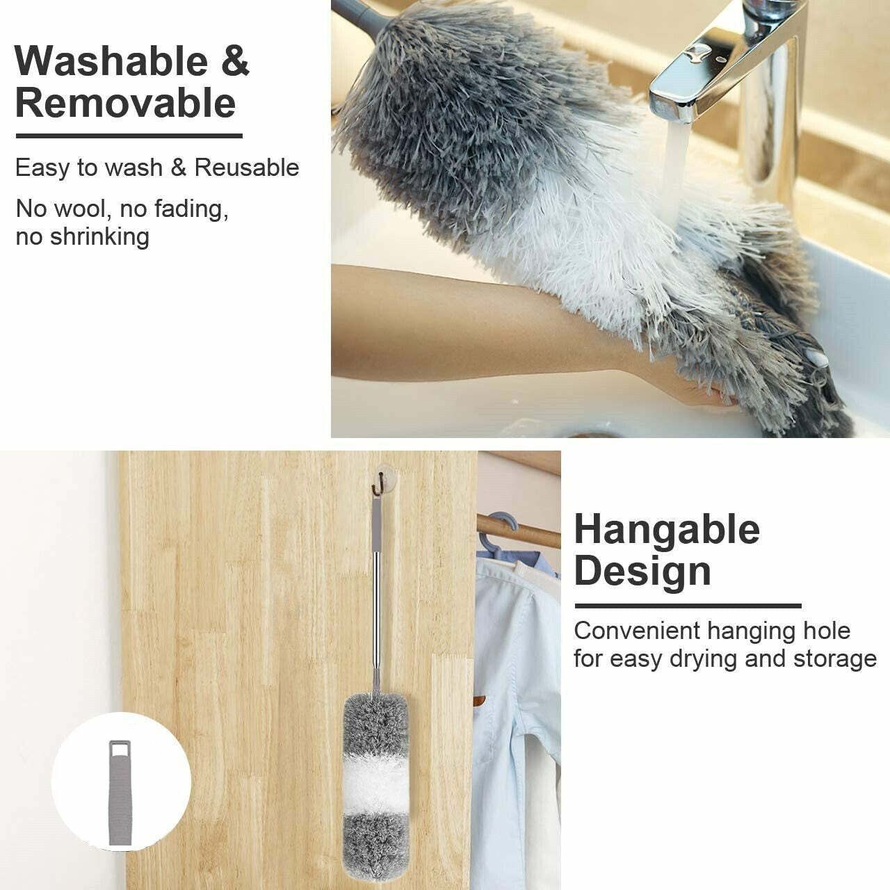 2PCS Duster Extendable Telescopic Microfibre Duster with Stainless Steel Pole — image 6