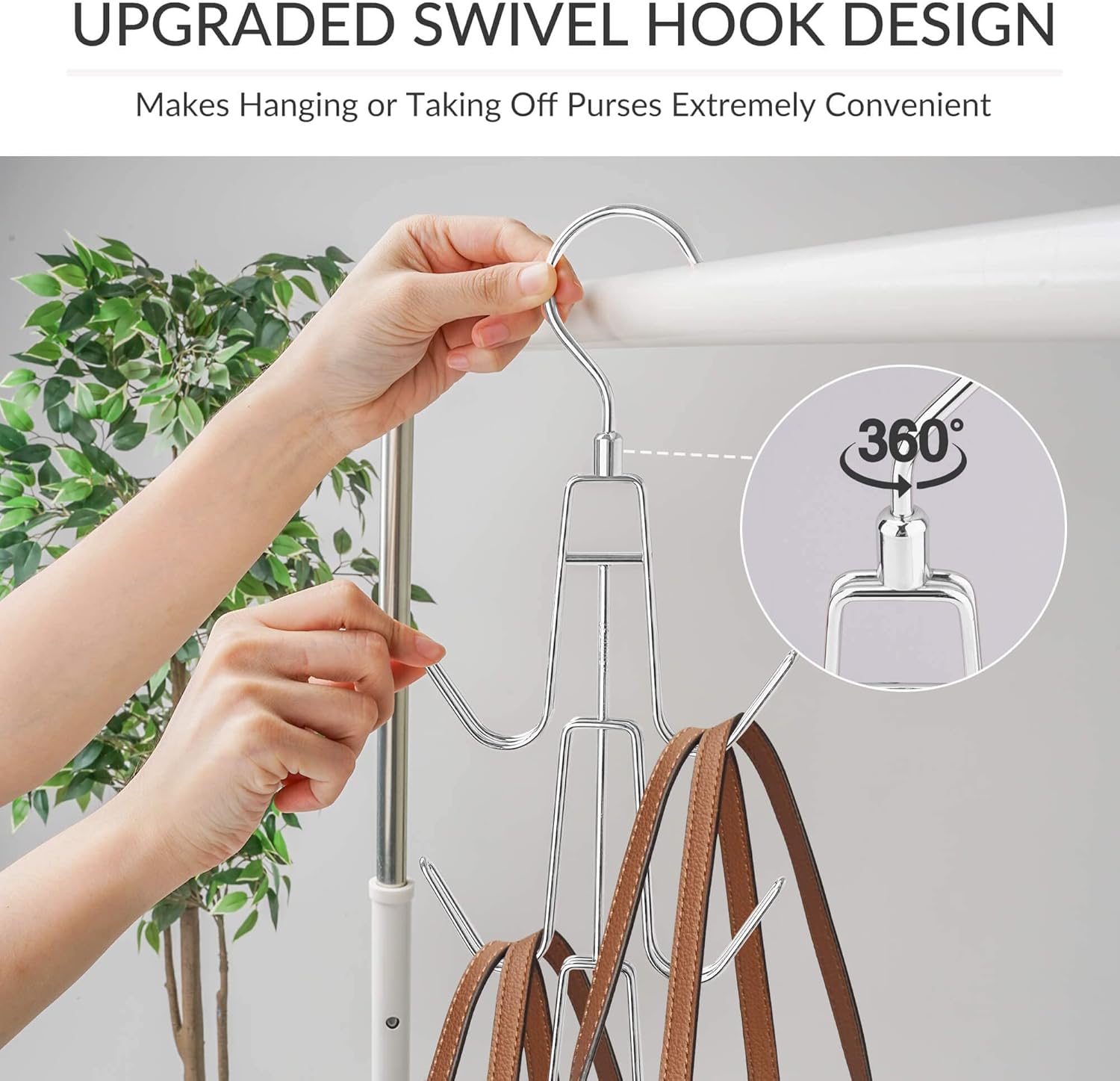Purse Hanger Organizer for Closet, Hanging Bag Holder, Keeping Purses Visible and in Good Condition, Metal Handbag Storage Hook Backpack Rack Space Saving — image 3