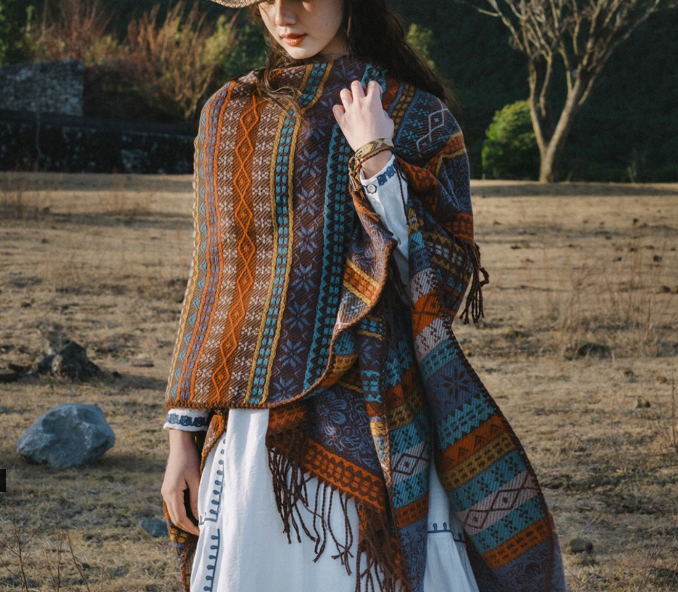 Green Elegant Jacquard Knit Shawl Wrap - Versatile Oversized Scarf (150cm x 130cm) โ image 2