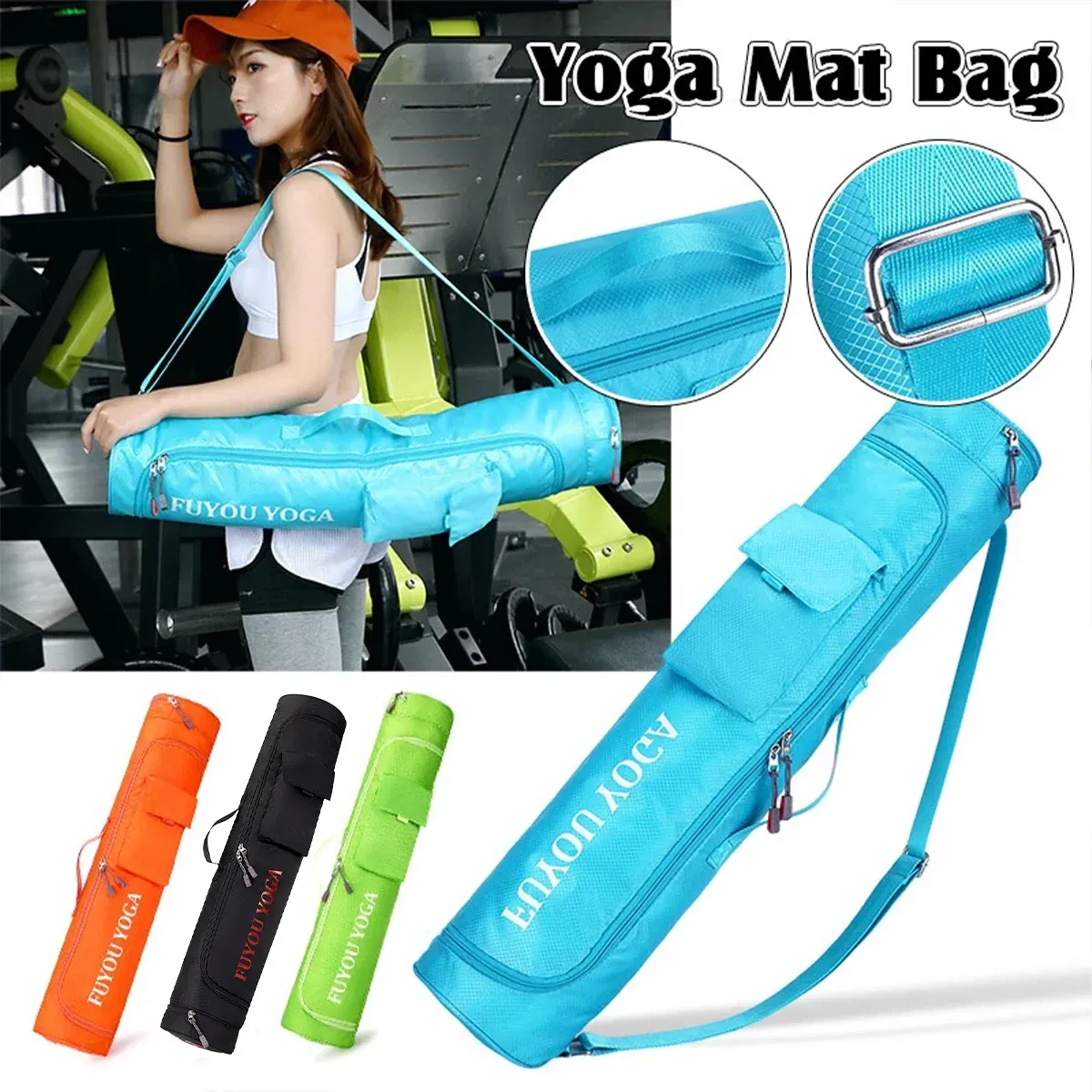 Womens Yoga Gym Bag Large Capacity Shoulder Tote Sports Travel Crossbody Bag - Blue — image 2