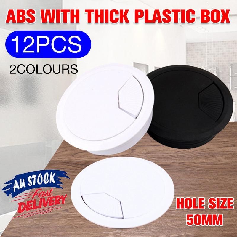 Desk Grommet Cable Hole Covers 50mm Wire Tidy Port for Table Surface 12pcs Set - White-12PCS — image 2