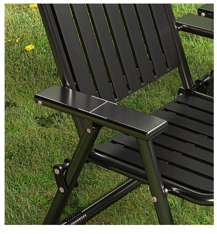 Black Portable Folding Chair - Outdoor Beach and Camping Recliner โ image 5