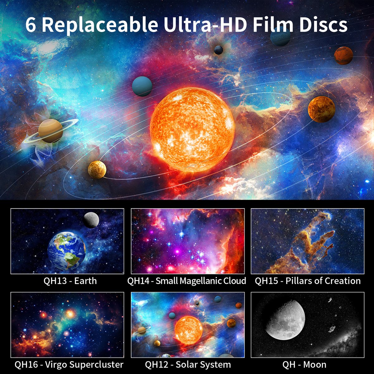 Projector - Starry Sky Projector - Star Projector - HD Starry Sky Projector for Planetarium - Rechargeable - with 2000 mAh battery - 360° Rotating — image 2