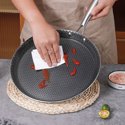 30cm Stainless Steel Crepe Pan Non-Stick Pan Honeycomb Coating Frying Pan Pizza6299 — image 5