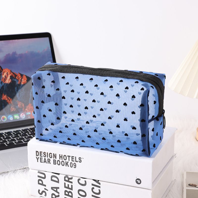 Portable Makeup Bag Large Capacity Travel Cosmetic blue octagonal