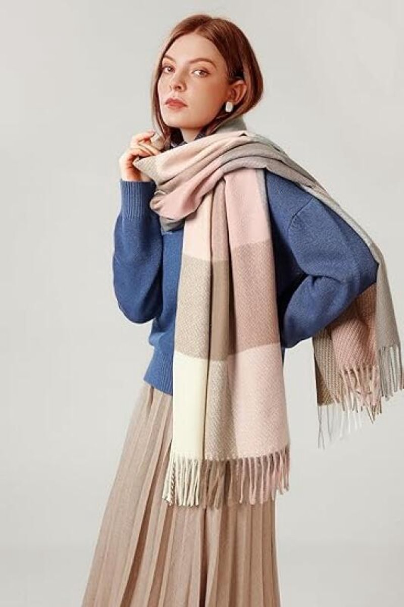 Women's Scarf - 180 × 70 cm - Women's Fashion Scarf - Winter Scarf - Women's Scarf with Scottish Pattern and Fringes - Soft & Warm - Long Warm Checked Winter — image 4