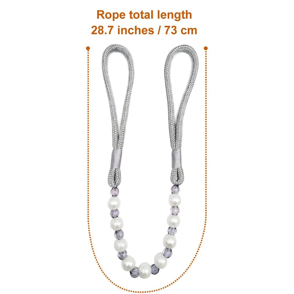 2 Pack Acrylic Pearl Curtain Tie Backs Curtain Hooks, Elegant Beads Curtain Rope Straps, Decorative Holdbacks Curtain Holders, 29in Red — image 5