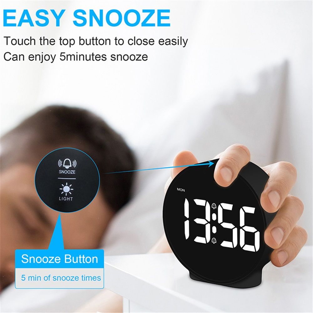 Digital Clock: Cordless Small Alarm Clock for Bedroom Travel - Large Numbers Dimmers for All Ages White Digits(Battery not included) — image 5