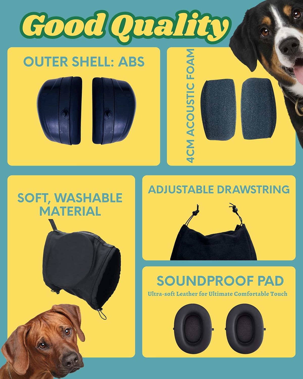 Dog Ear Muffs Soundproof Noise Reduction Ear Protection Warm for Medium Dogs Black 1 Piece — image 2