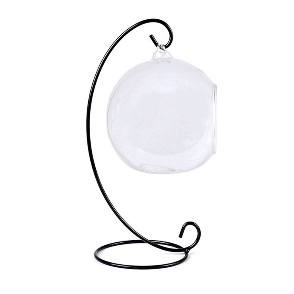 Ornament Display Stand Iron Hanging Stand Rack Holder for Hanging Glass Globe Air Plant Terrarium Witch Ball Christmas (Black) — image 3