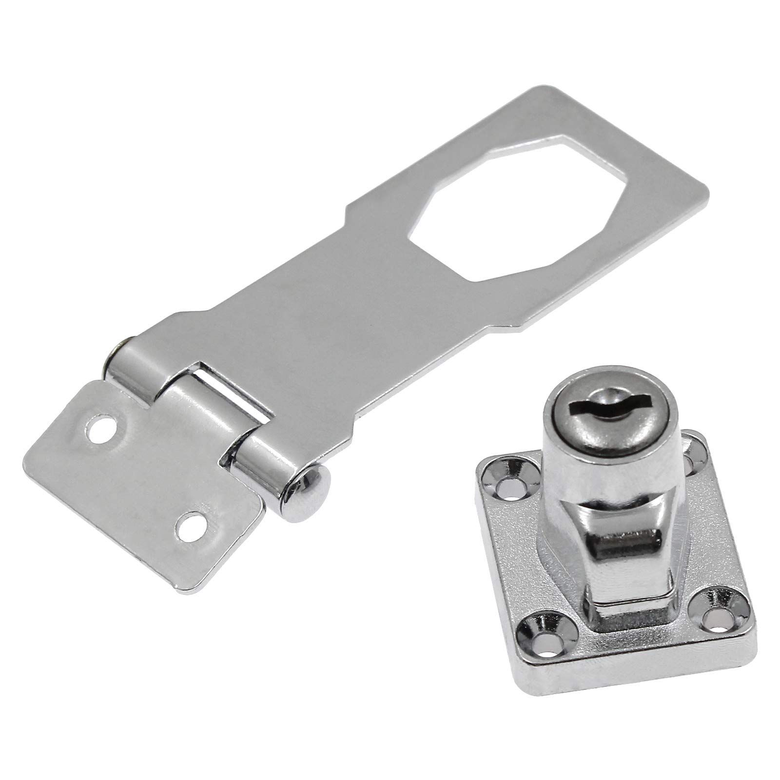 2Pcs Keyed Hasp Locks 3 Inch Twist Knob Keyed Locking Hasp, Metal Safety Hasp Latches Keyed Different for Small Doors โ image 4