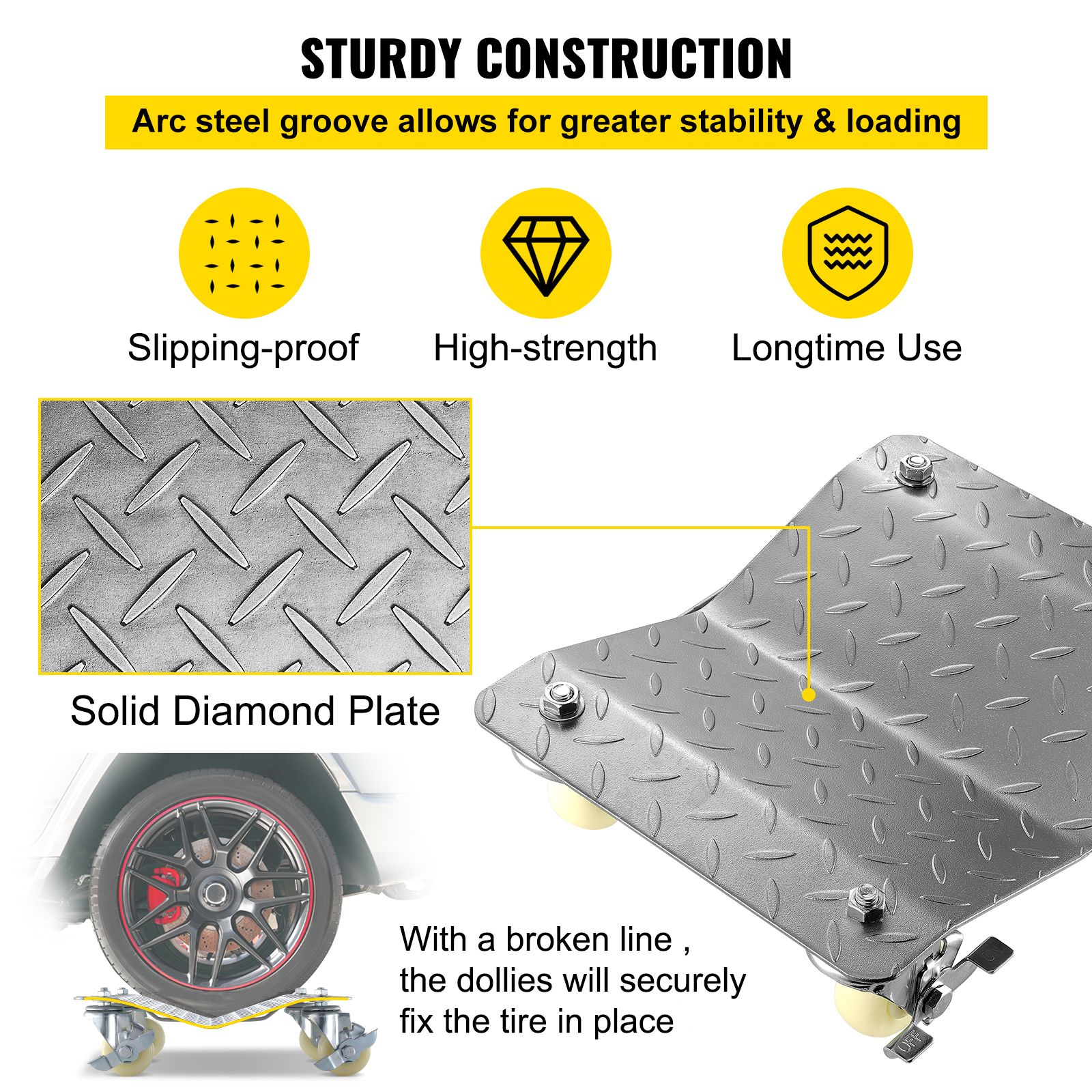 2 Pcs Tire Wheel Dollies 12"X16" Platform Size Wheel Car Dolly 3" Caster Wheel Dolly for Vehicle Car Auto Repair (2 Pcs) — image 4