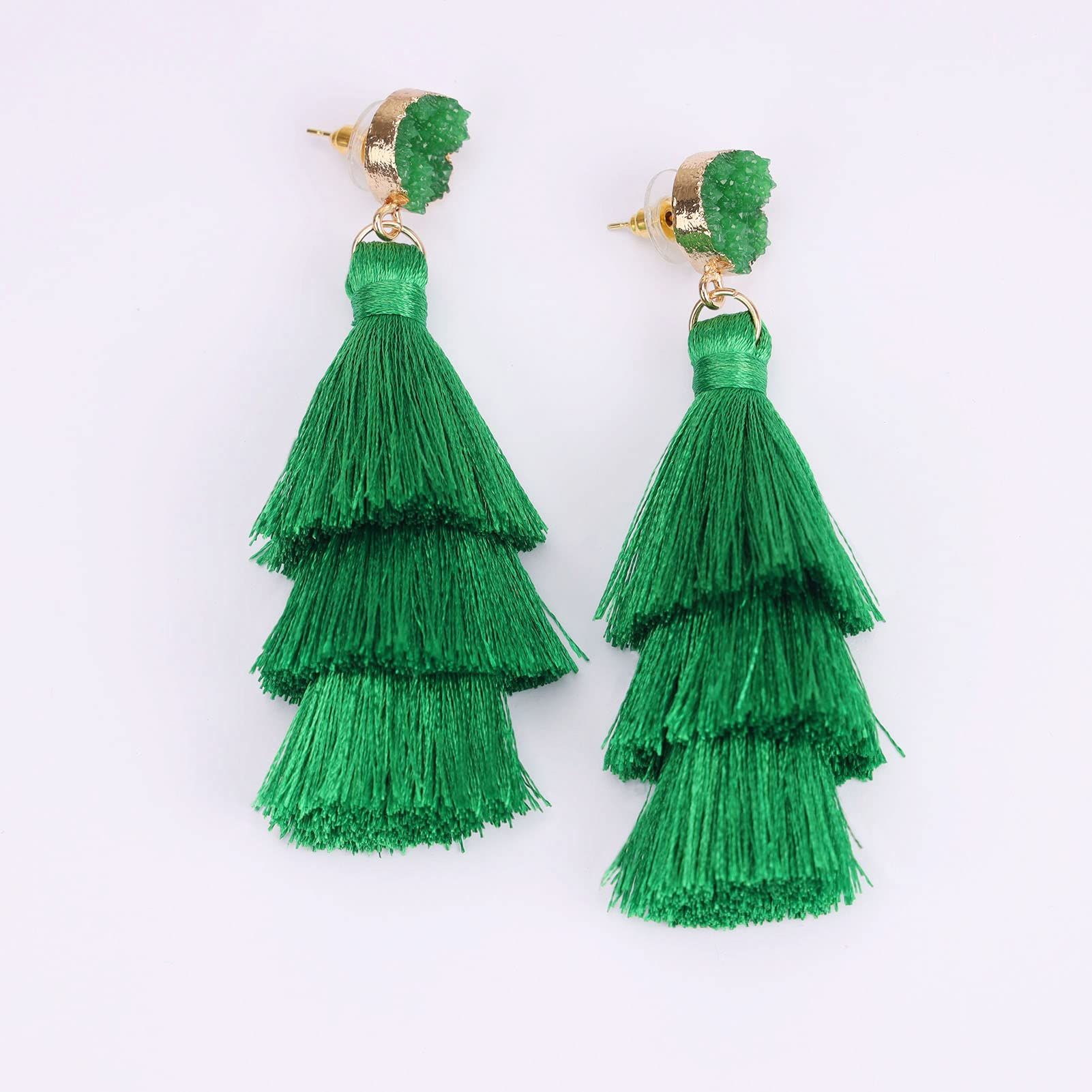 Earrings for Women Dangling, Colorful Layered Tassel Bohemian Drop Earrings Let your accessories do the talking! — image 3