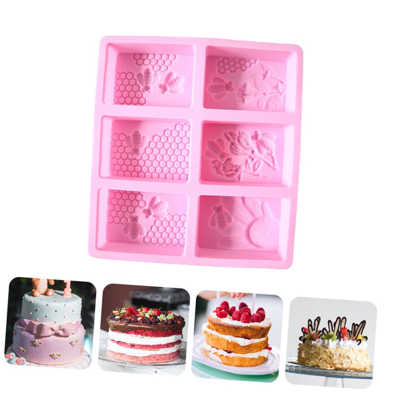 Bee Soap Silicone Fondant Molds - Honeycomb Cake Molds Beehive Ice Cube Tray Chocolate Mold Set for Cookies Mousse Pudding โ image 3