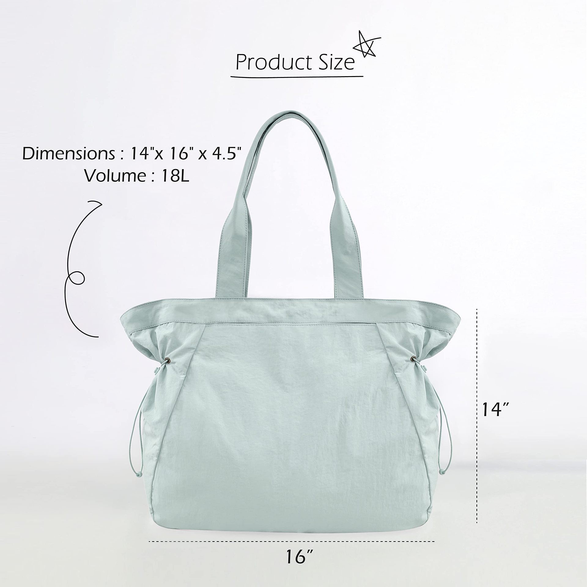 Water-Resistant Tote Bag with Drawstring Side-Cinch and Snap Closure - 18L Capacity Light Blue — image 2