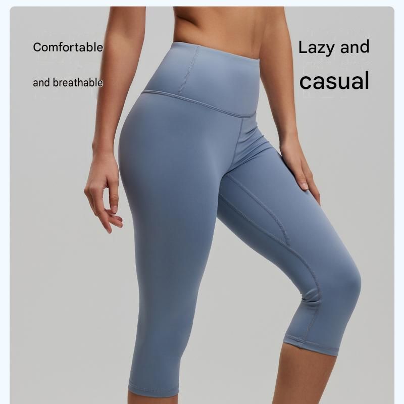 Winter Fitness Bundle - Grey M size Women's High Waist 3/4 Yoga Leggings with Peach Hip Lift and Black Waterproof Sports Waist Bag with Bottle Holder for โ image 4