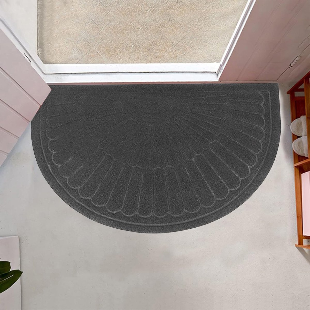 Rubber doormat - Semi-circular - Outdoor Anti-slip Washable Doormat - Rain - Outdoor - Indoor doormat - Dark gray - Drying mat - 60 * 90 cm — image 2