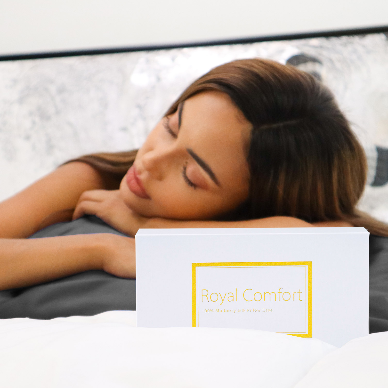 Royal Comfort Pure Silk Pillow Case 100% Mulberry Silk Hypoallergenic Pillowcase - Charcoal — image 5