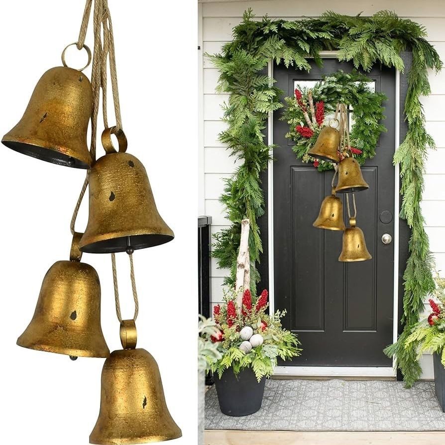 Decorative Bells, Christmas Decor Bells, Huangma Hanging Rope Metal Decorative Bull Bell, Classic Bell-Shaped Bell, Vintage Handmade Rustic Lucky Christmas Cow — image 2