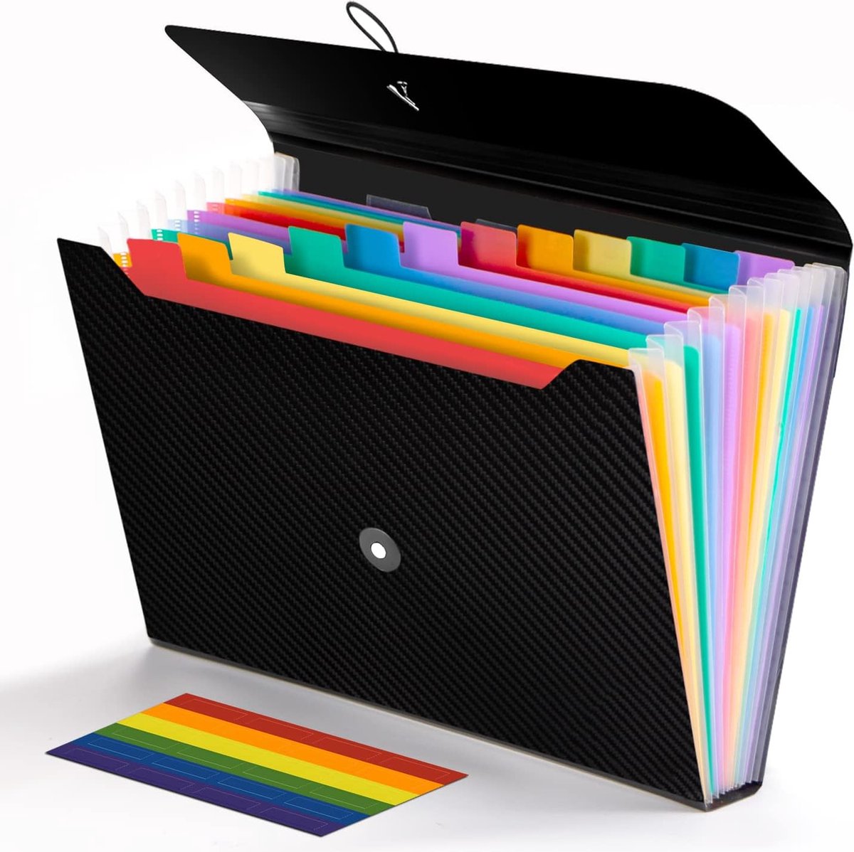 Project Folder - A4 - Foldable File Folder with Tabs - 13 Compartments - Storage Folder/Sorting Folder - Compartment Folder - Durable Plastic Document Folder