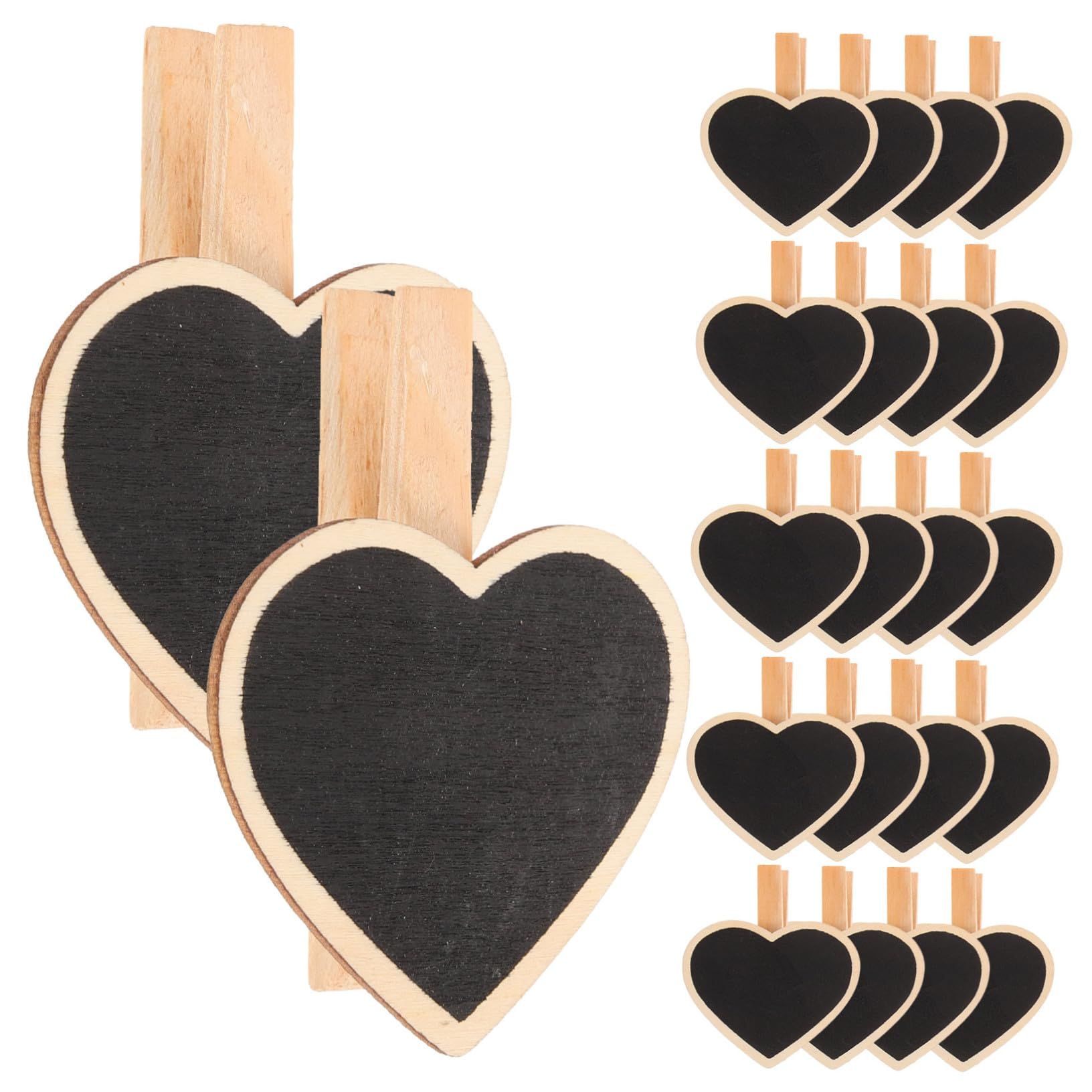 20pcs Tag Photo Holder Heart Chalkboard Tags Chalkboard Signs with Clip Signs and Labels Clips Heart Chalkboard Clip Message Board