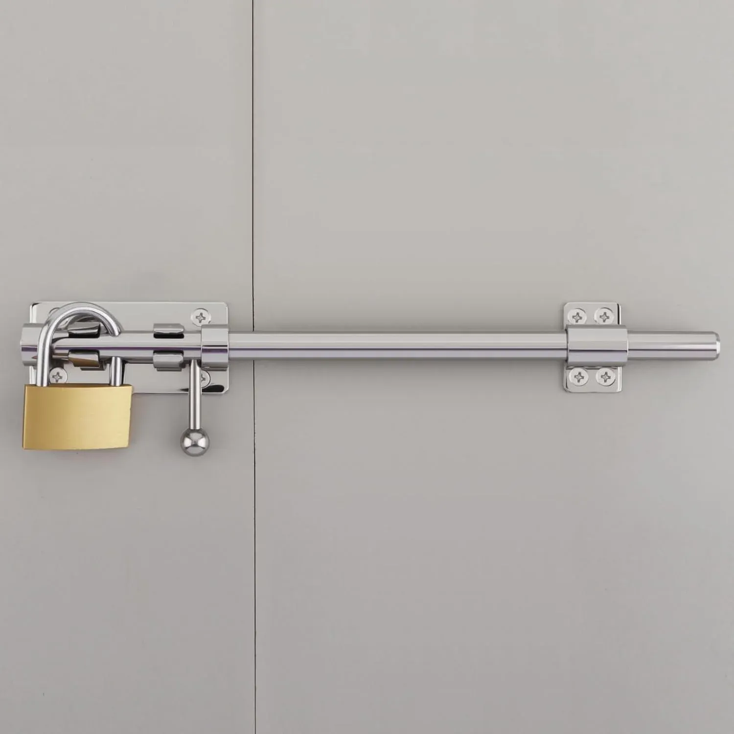 Barrel Bolt Door Latch 14 Inch 304 Stainless Steel Heavy Duty Slide Lock for Gate Barn Door with 8.5 mm Padlock Hole Silver โ image 5